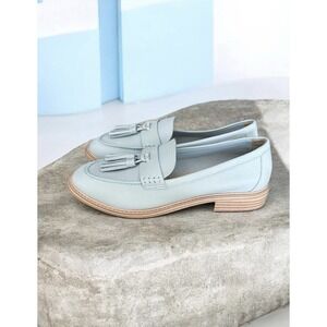 Franco Sarto Carolyn Low Profile Tassel Loafers NWOB Soft Blue Leather 8.5